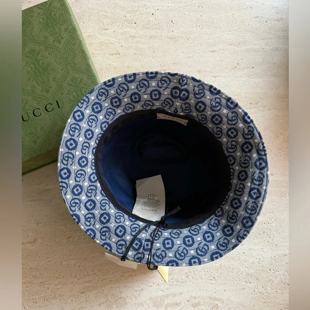 NWT GUCCI Kids All-Over GG-Pattern Sun Hat Sz XS / 50cm 💙🎈❤️